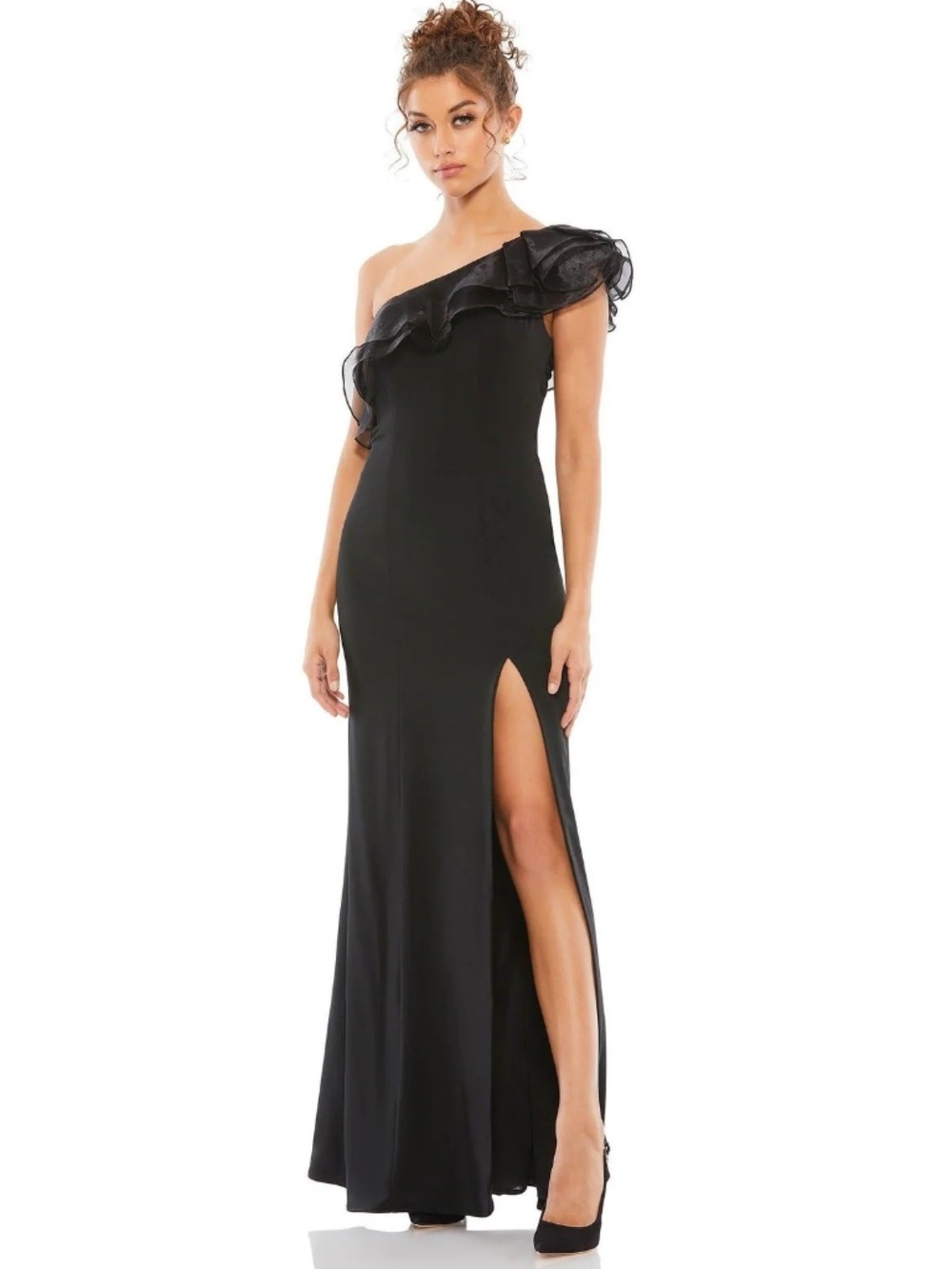 Mac Duggal One Shoulder Dress with Ruffle